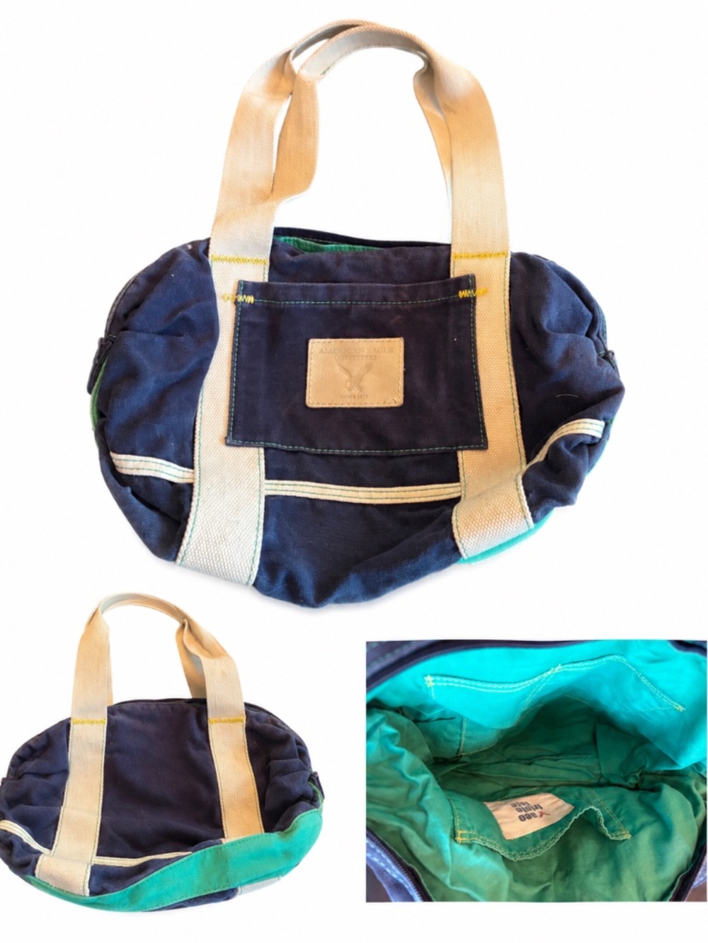 Garage Blowout Vintage American Eagle Navy Canvas Duffel Tote Bag